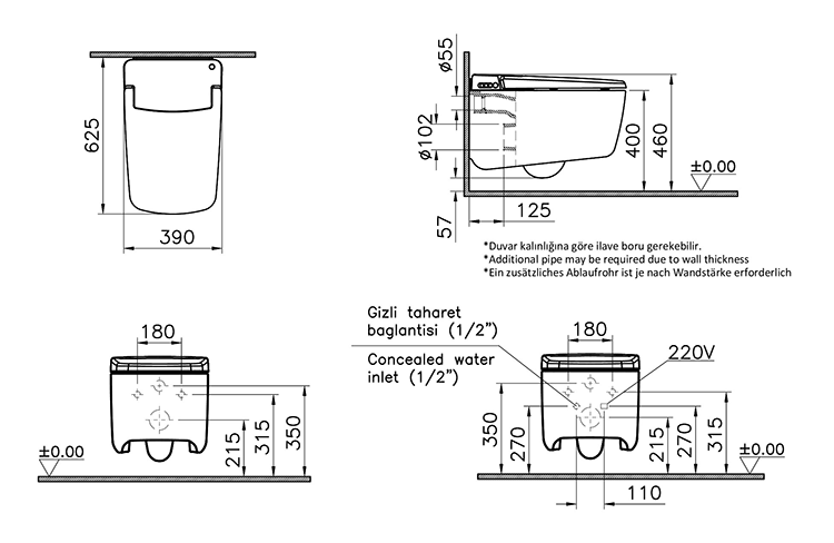 VitrA V-Care Prime Smart Wall-Hung Toilet and Seat