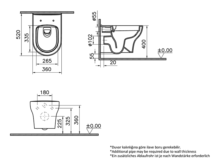 VitrA Zentrum Wall Hung Toilet, Soft Close Seat, V-Fix 1120mm Concealed Cistern & Chrome Flush Plate
