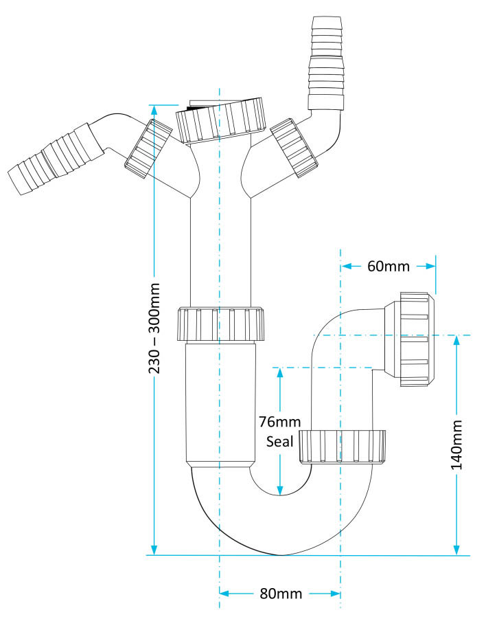 Viva 40mm EasiFlo Sink Trap w/ Twin Nozzles Bottle Traps
