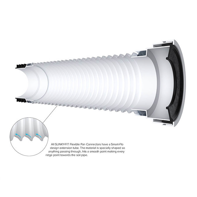 Viva Long Slinky-Fit Flexible WC Pan Connector (300 - 700mm)  Standard Large Image