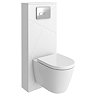 Voyage Tall WC Toilet Unit with Concealed Cistern Frame, Wall Hung Pan & Chrome Flush Plate - Arctic White