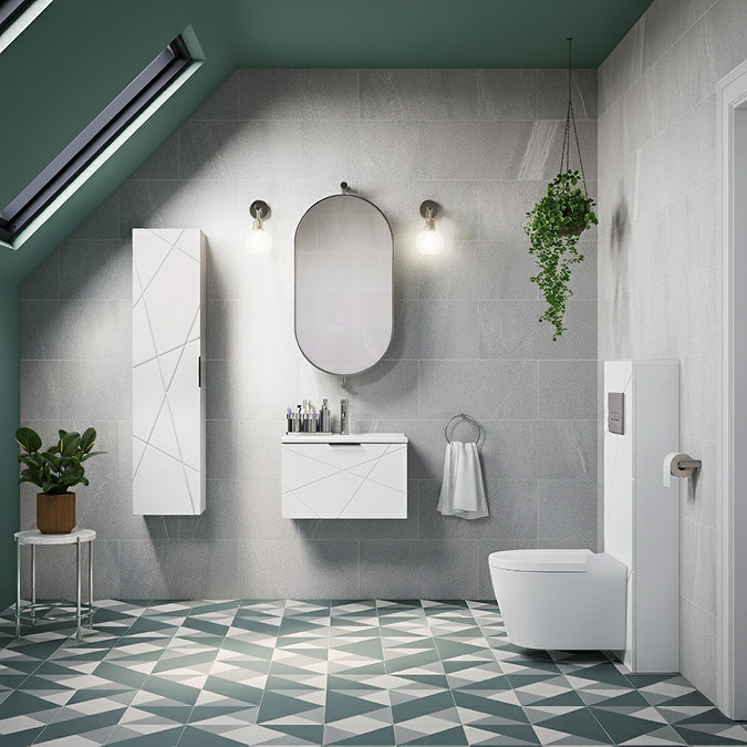 Voyage Tall WC Toilet Unit with Concealed Cistern Frame, Wall Hung Pan & Chrome Flush Plate - Arctic White