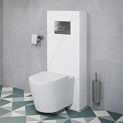 Voyage Tall WC Toilet Unit with Concealed Cistern Frame, Wall Hung Pan & Chrome Flush Plate - Arctic White