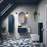 Voyage Tall WC Toilet Unit with Concealed Cistern Frame, Wall Hung Pan & Matt Black Flush Plate - Indigo Blue