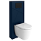 Voyage Tall WC Toilet Unit with Concealed Cistern Frame, Wall Hung Pan & Matt Black Flush Plate - Indigo Blue