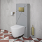 Voyage Tall WC Toilet Unit with Concealed Cistern Frame, Wall Hung Pan & Brushed Brass Flush Plate - Cool Grey