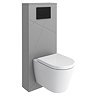 Voyage Tall WC Toilet Unit with Concealed Cistern Frame, Wall Hung Pan & Matt Black Flush Plate - Cool Grey