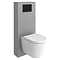 Voyage Tall WC Toilet Unit with Concealed Cistern Frame, Wall Hung Pan & Matt Black Flush Plate - Cool Grey
