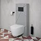 Voyage Tall WC Toilet Unit with Concealed Cistern Frame, Wall Hung Pan & Matt Black Flush Plate - Cool Grey