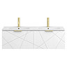 Voyage Wall Hung Double Basin Vanity - 1200mm Arctic White with Brushed Brass Handles
