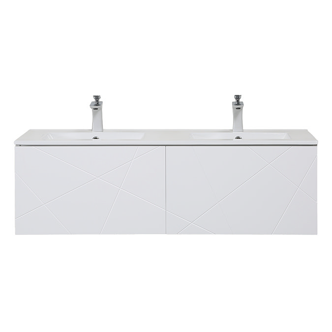 Voyage Wall Hung Double Basin Vanity - 1200mm Arctic White with Chrome Handles