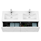 Voyage Wall Hung Double Basin Vanity - 1200mm Arctic White with Chrome Handles