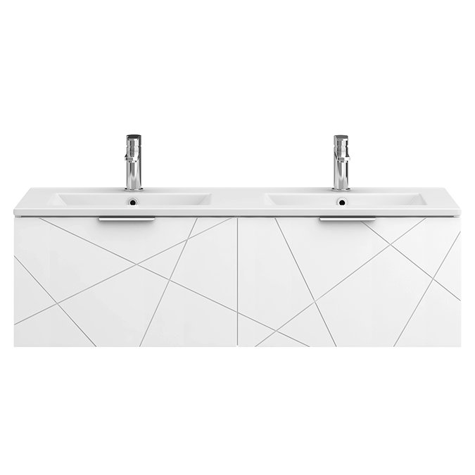 Voyage Wall Hung Double Basin Vanity - 1200mm Arctic White with Chrome Handles