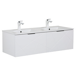Voyage Wall Hung Double Basin Vanity - 1200mm Arctic White with Chrome Handles