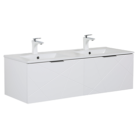 Voyage Wall Hung Double Basin Vanity - 1200mm Arctic White with Chrome Handles