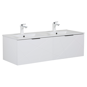 Voyage Wall Hung Double Basin Vanity - 1200mm Arctic White with Chrome Handles