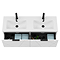 Voyage Wall Hung Double Basin Vanity - 1200mm Arctic White with Matt Black Handles