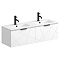 Voyage Wall Hung Double Basin Vanity - 1200mm Arctic White with Matt Black Handles