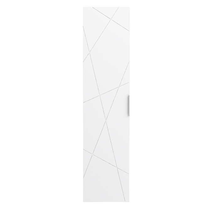 Voyage Wall Hung Tall Storage Unit - Arctic White with Chrome Handle
