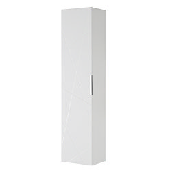 Voyage Wall Hung Tall Storage Unit - Arctic White with Chrome Handle
