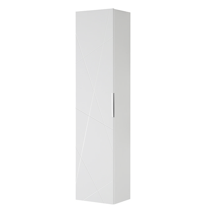 Voyage Wall Hung Tall Storage Unit - Arctic White with Chrome Handle