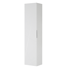 Voyage Wall Hung Tall Storage Unit - Arctic White with Chrome Handle