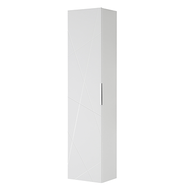 Voyage Wall Hung Tall Storage Unit - Arctic White with Chrome Handle