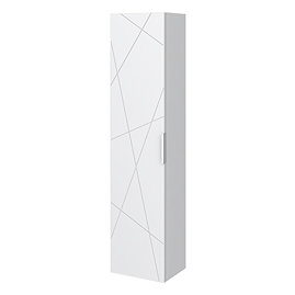 Voyage Wall Hung Tall Storage Unit - Arctic White with Chrome Handle