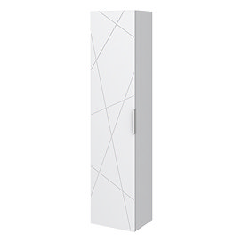 Voyage Wall Hung Tall Storage Unit - Arctic White with Chrome Handle