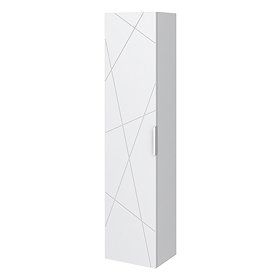 Voyage Wall Hung Tall Storage Unit - Arctic White with Chrome Handle