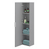 Voyage Wall Hung Tall Storage Unit - Cool Grey with Chrome Handle