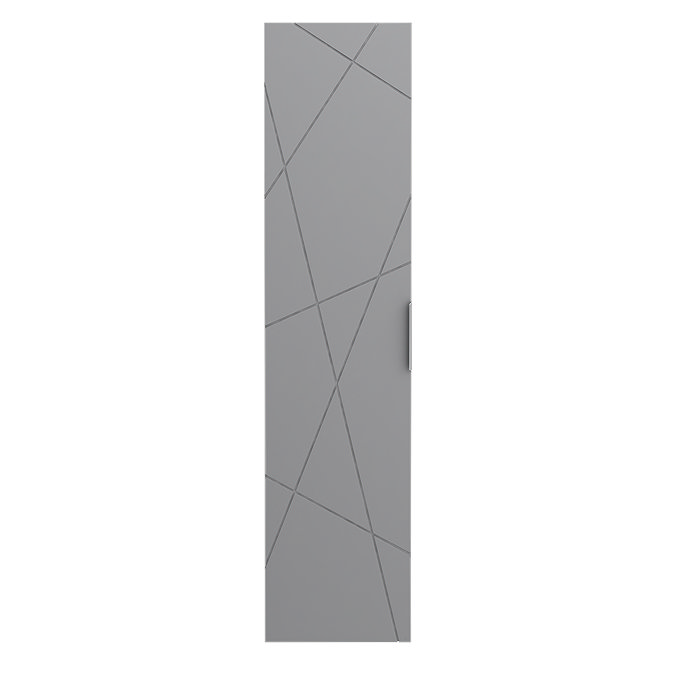 Voyage Wall Hung Tall Storage Unit - Cool Grey with Chrome Handle