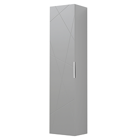 Voyage Wall Hung Tall Storage Unit - Cool Grey with Chrome Handle