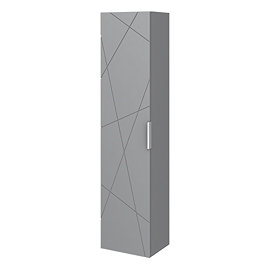 Voyage Wall Hung Tall Storage Unit - Cool Grey with Chrome Handle