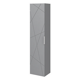 Voyage Wall Hung Tall Storage Unit - Cool Grey with Chrome Handle