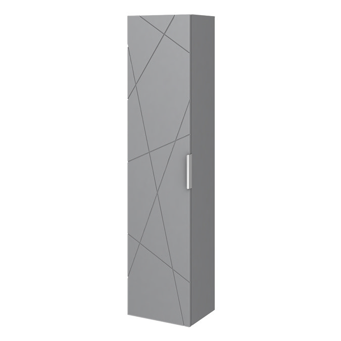 Voyage Wall Hung Tall Storage Unit - Cool Grey with Chrome Handle