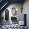 Voyage Wall Hung Tall Storage Unit - Indigo Blue with Brushed Brass Handle