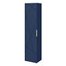 Voyage Wall Hung Tall Storage Unit - Indigo Blue with Brushed Brass Handle