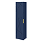Voyage Wall Hung Tall Storage Unit - Indigo Blue with Brushed Brass Handle