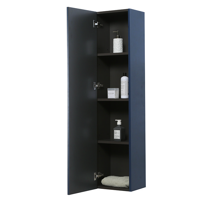 Voyage Wall Hung Tall Storage Unit - Indigo Blue with Chrome Handle