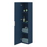 Voyage Wall Hung Tall Storage Unit - Indigo Blue with Chrome Handle