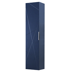 Voyage Wall Hung Tall Storage Unit - Indigo Blue with Chrome Handle