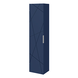 Voyage Wall Hung Tall Storage Unit - Indigo Blue with Chrome Handle
