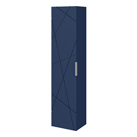 Voyage Wall Hung Tall Storage Unit - Indigo Blue with Chrome Handle