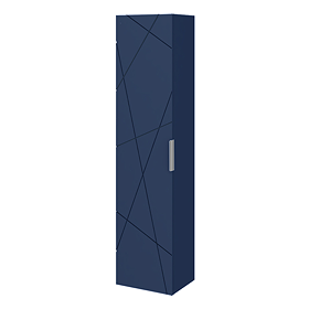Voyage Wall Hung Tall Storage Unit - Indigo Blue with Chrome Handle