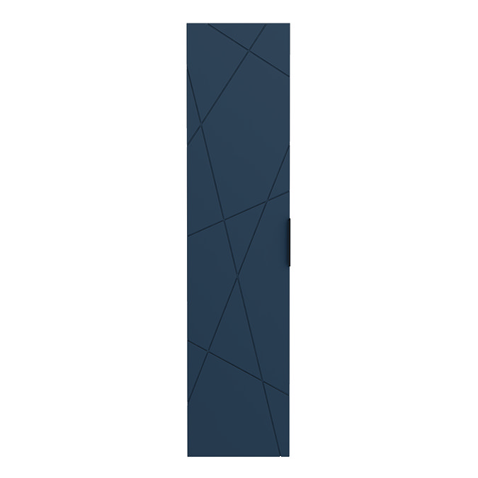 Voyage Wall Hung Tall Storage Unit - Indigo Blue with Matt Black Handle