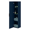 Voyage Wall Hung Tall Storage Unit - Indigo Blue with Matt Black Handle