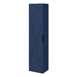 Voyage Wall Hung Tall Storage Unit - Indigo Blue with Matt Black Handle