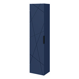 Voyage Wall Hung Tall Storage Unit - Indigo Blue with Matt Black Handle