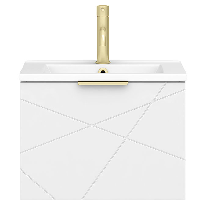 Voyage Wall Hung Vanity - 500mm Arctic White with Brushed Brass Handle